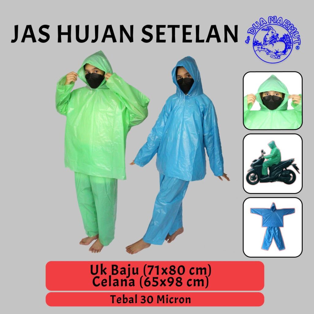 "Jas hujan plastik ringan dan tahan air untuk keperluan sehari-hari"